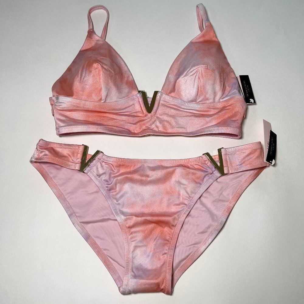 Victoria Secret Medium M Bikini Top Bottom Set Bralette Cheeky V Hardwarware
